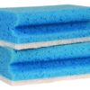 Schuurspons blauw/wit met grip, 7x14,5x4,3cm. 5 stuks.