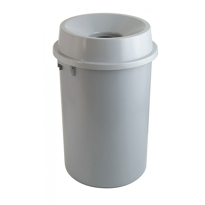 Oppervlakte draadloze zuiverheid Kunststof afvalbak met open top, grijs, 90 ltr