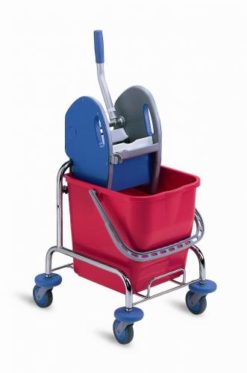 Enkele rolemmer, chroom, 15Ltr. met pers, rood.